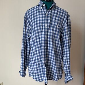Vineyard Vines 100% Cotton Crosby Shirt Long Sleeve Button Down in Blue Check L